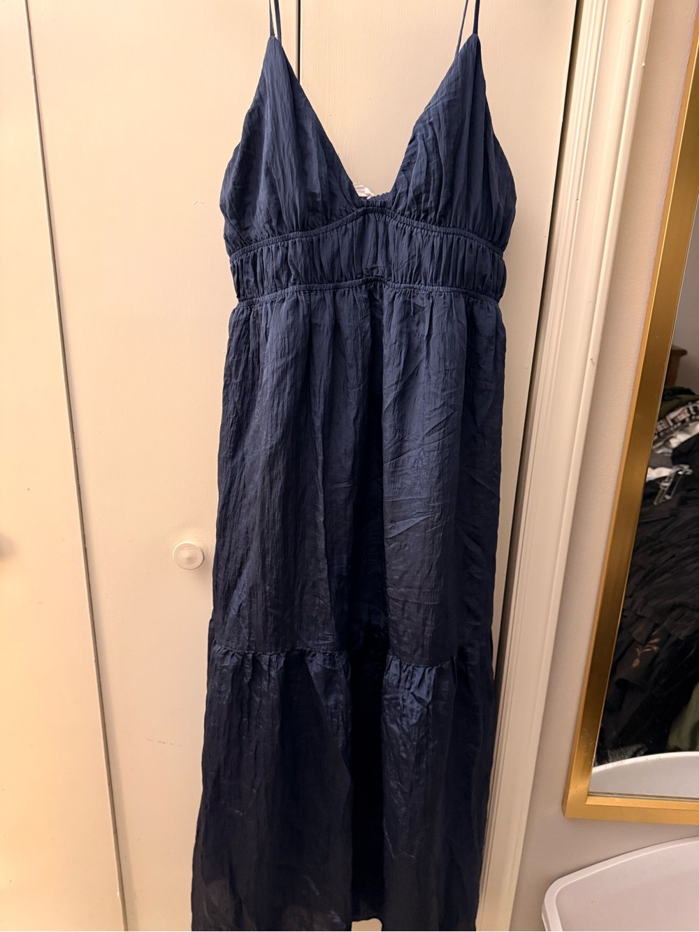 Socialite Navy Blue Maxi Dress with Spaghetti Straps